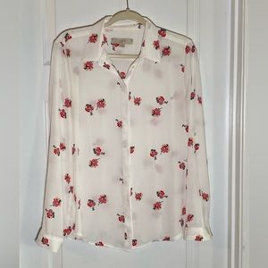 Ann Taylor Loft sheer floral top size medium